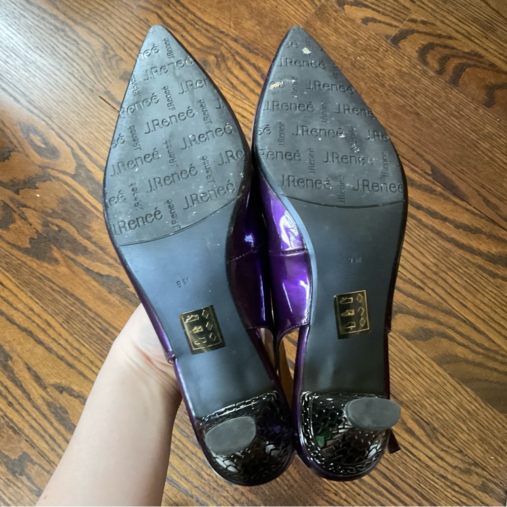 J.Renee Glossy Purple Patent Slingback Pumps - Picture 6 of 8